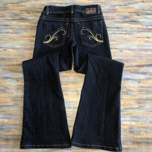 Grane Jeans Make a Statement Low Rise Flare Dark Wash Blue Womens Size 0 Junior